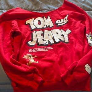 Tom and Jerry off the shoulder sweater.